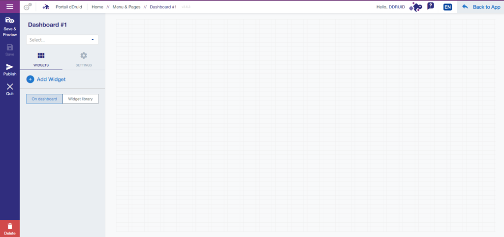 Interface du tableau de bord