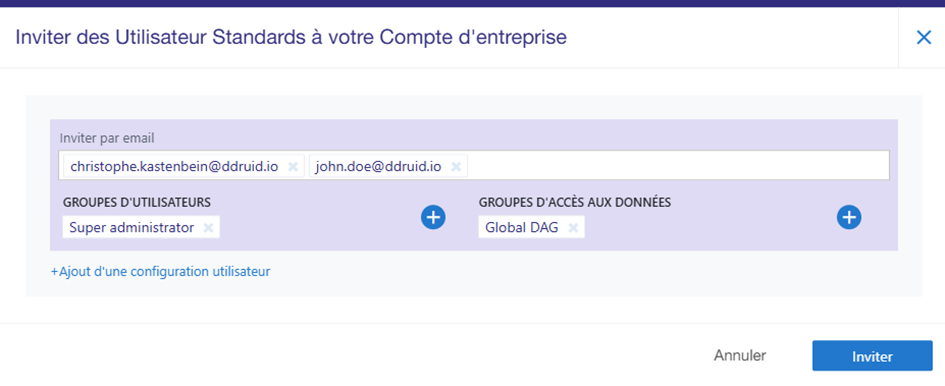 Nouvelle interface d'invitation des utilisateurs - affectation par groupe