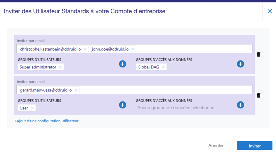 Création de plusieurs groupes de contacts