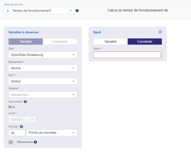 Formule de temps de fonctionnement