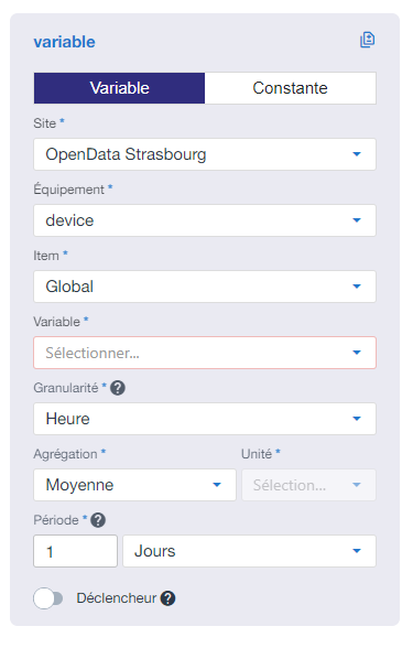 Interface de création de formule